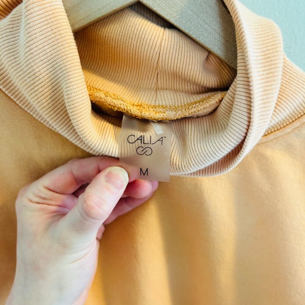 Calia Everyday Fleece Turtleneck Size Medium Apricot Light Orange Sweatshirt - Picture 4 of 10